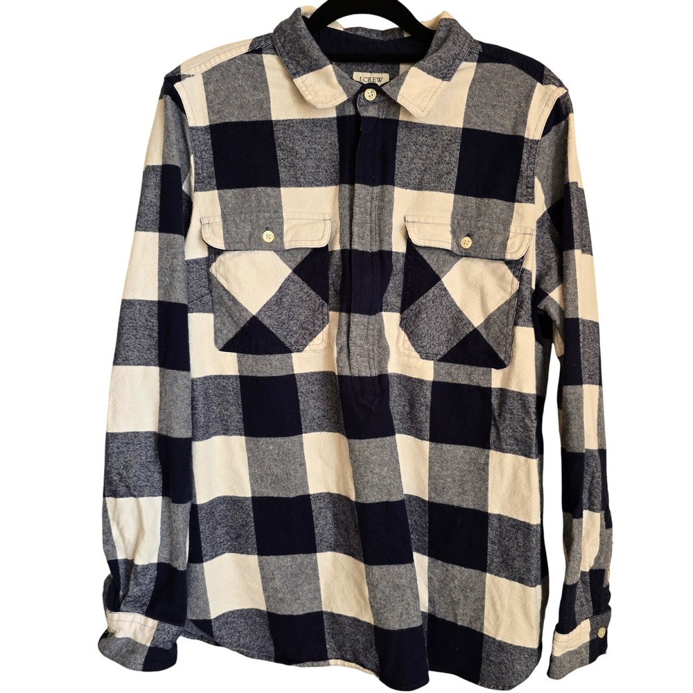 J.Crew Plaid Button Pullover Shirt Long Sleeve Top Casual